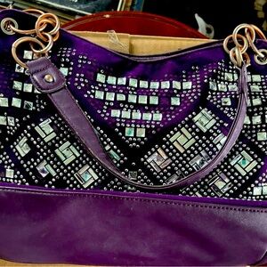 Gem studded bling purse
Purse bottom is 12 1/2”
See other pics for measurements